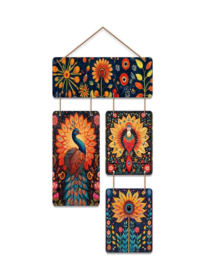Artvibes Artistic Peacock Theme Floral Art Wooden Art Decoration Item for Home | Living Room | Office | Wall Art Painting For Hall | Graphic Artwork | Wall Illustrations | Gift Items (WH_6522N) - Image 1